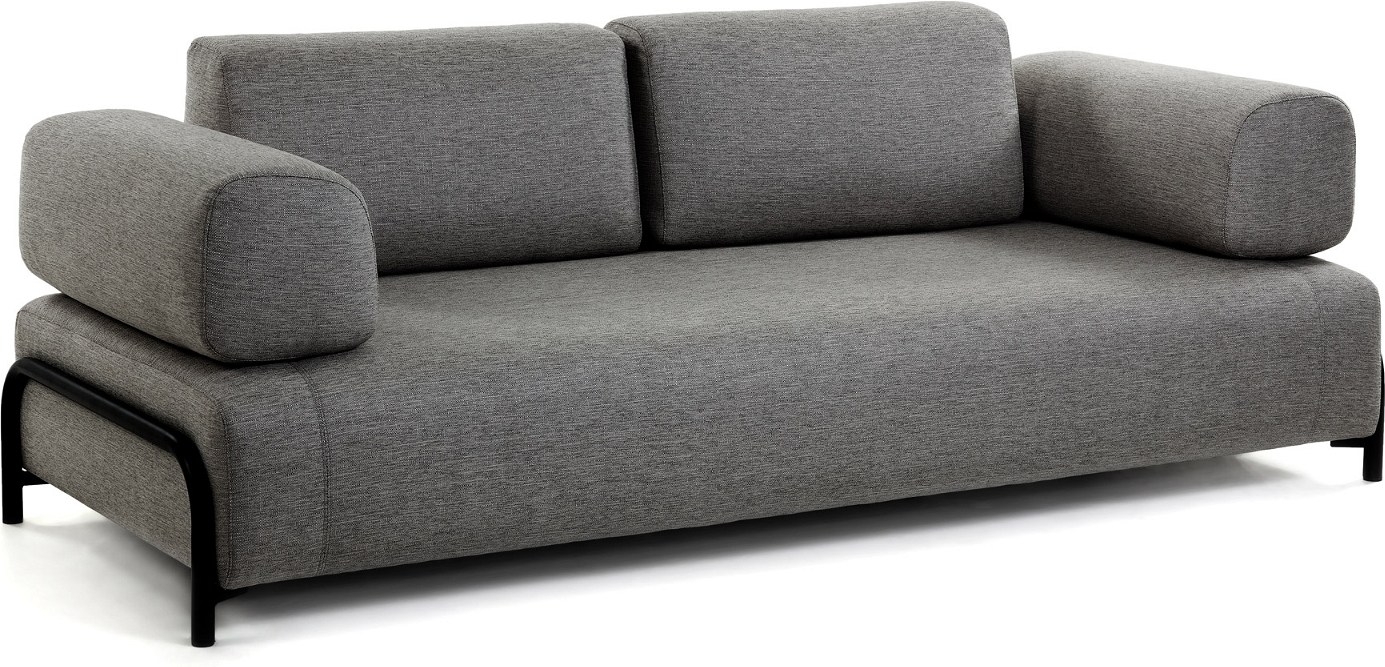 Personers Sofa Kave Home Compo Sort Stof Nordisk Design Aftagelige Betræk Pletafvisende 232x98 på Afbetaling