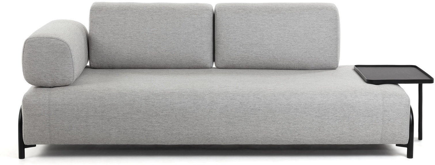 Personers Sofa Kave Home Compo Stof Lysegrå Polstret Med Venstre Armlænsbakke Nordisk Design Bæredygtig på Afbetaling