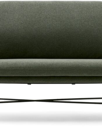 Personers Sofa Loveseat Kave Home Brida Grøn Med Sort Stålkonstruktion Moderne Vintage Polstret Design på Afbetaling