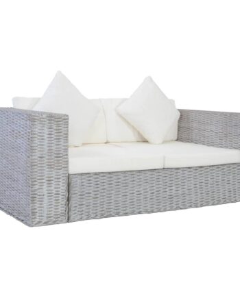 Personers Sofa Med Hynder Naturlig Rattan Grå på Afbetaling