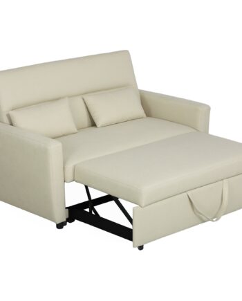 Personers Sofa Med Sengefunktion Justerbar Ryglæn Polstret Sofa Fløjlslook Til Stue Soveværelse Beige på Afbetaling