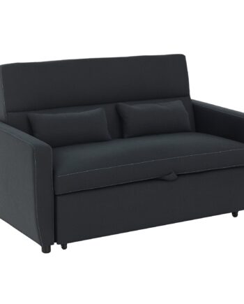 Personers Sofa Med Sengefunktion Justerbar Ryglæn Polstret Sofa Fløjlslook Til Stue Soveværelse Sort på Afbetaling