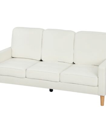 Personers Sofa Med Tykke Hynder Gummitræ Stofbetræk Polstret Sofa Til Stue Kontor Soveværelse Cremehvid på Afbetaling