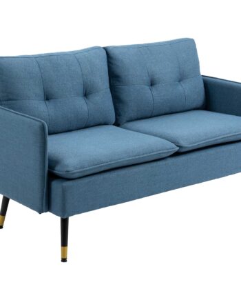 Personers Sofa Retrodesign Med Knapsyninger Sofa Linnedlook Mørkeblå på Afbetaling