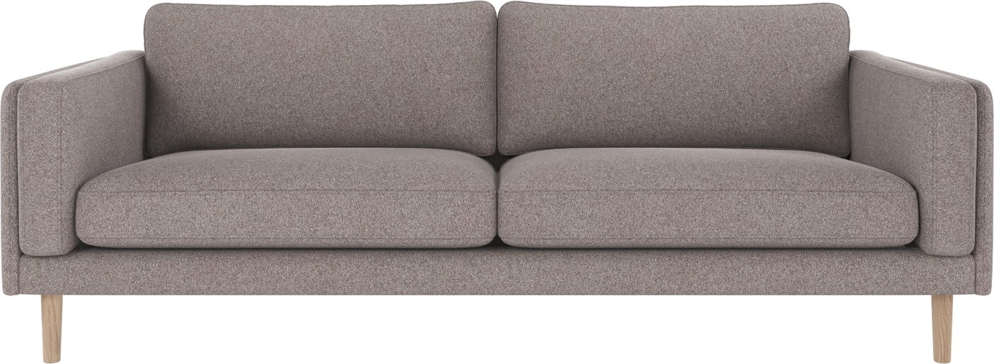 Personers Sofa Rowico Braden Gråbeige Brenda Stof Hvidvaskede Egetræben 216x87x78 på Afbetaling