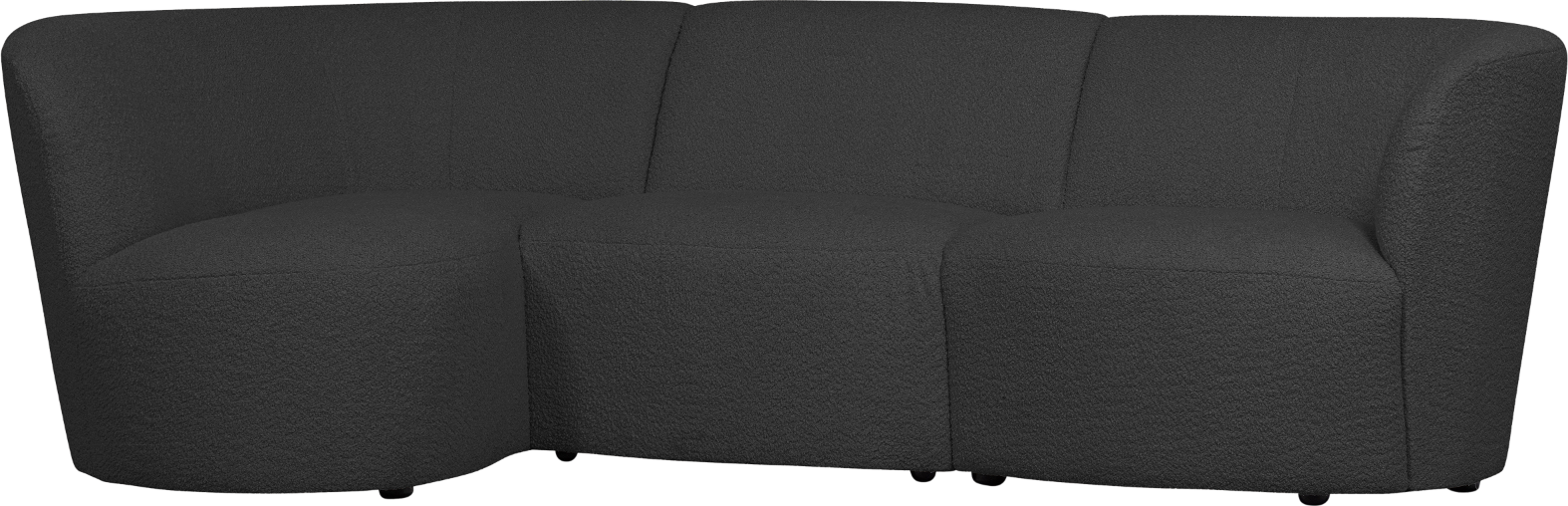 Personers Sofa Venstrevendt Chaiselong Woood Coco Boucl Mørkegrå 230x138x70 på Afbetaling