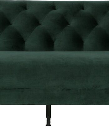 Personers Sofa Woood Nisa Mørkegrøn Fløjlstof Elegant Kapitonering Sorte Metalben på Afbetaling