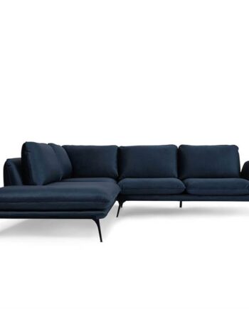 Portimao Hjørnesofa Mørkeblå Velour Venstrevendt på Afbetaling