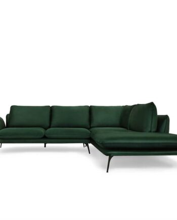 Portimao Hjørnesofa Mørkegrøn Velour Højrevendt på Afbetaling