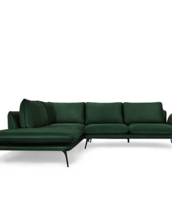 Portimao Hjørnesofa Mørkegrøn Velour Venstrevendt på Afbetaling