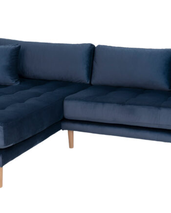 Riviera Lounge Sofa Mørkeblå Velour Venstrevendt Længde 290 på Afbetaling