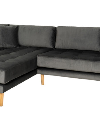 Riviera Lounge Sofa Mørkegrå Velour Venstrevendt Længde 290 på Afbetaling