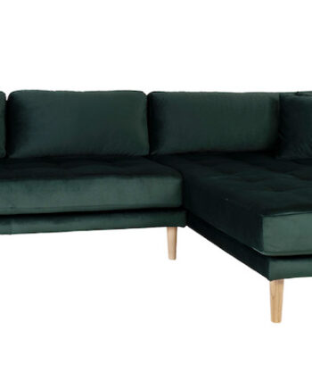 Riviera Lounge Sofa Mørkegrøn Velour Højrevendt Længde 290 på Afbetaling