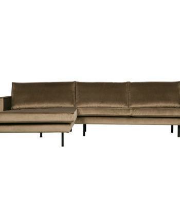 Rodeo Chaiselong Venstrevendt Velour Taupe på Afbetaling