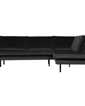 Rodeo Hjørnesofa Højrevendt Velour Anthracite på Afbetaling