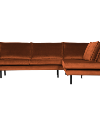 Rodeo Hjørnesofa Højrevendt Velour Rust på Afbetaling
