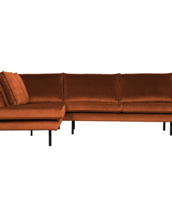 Rodeo Hjørnesofa Venstrevendt Velour Rust på Afbetaling