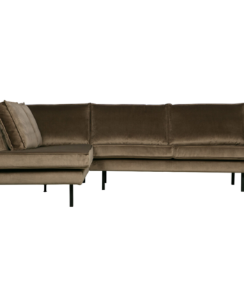 Rodeo Hjørnesofa Venstrevendt Velour Taupe på Afbetaling