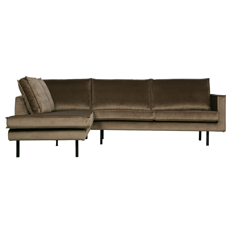 Rodeo Hjørnesofa Venstrevendt Velour Taupe på Afbetaling