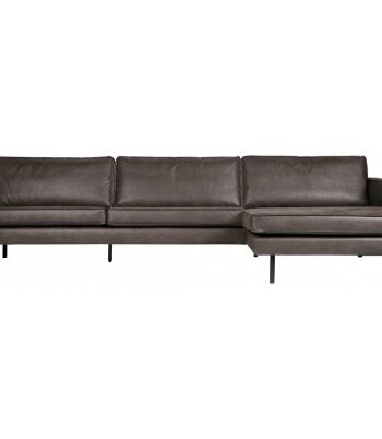 Rodeo Sofa Med Højrevendt Chaiselong Læder B300 Vintage Sort på Afbetaling