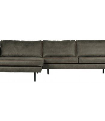 Rodeo Sofa Med Venstrevendt Chaiselong Læder B300 Vintage Armygrøn på Afbetaling