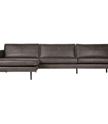 Rodeo Sofa Med Venstrevendt Chaiselong Læder B300 Vintage Sort på Afbetaling