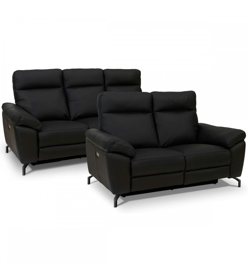Selesta 2pers Sofa Med Sort Læder Slidflader på Afbetaling