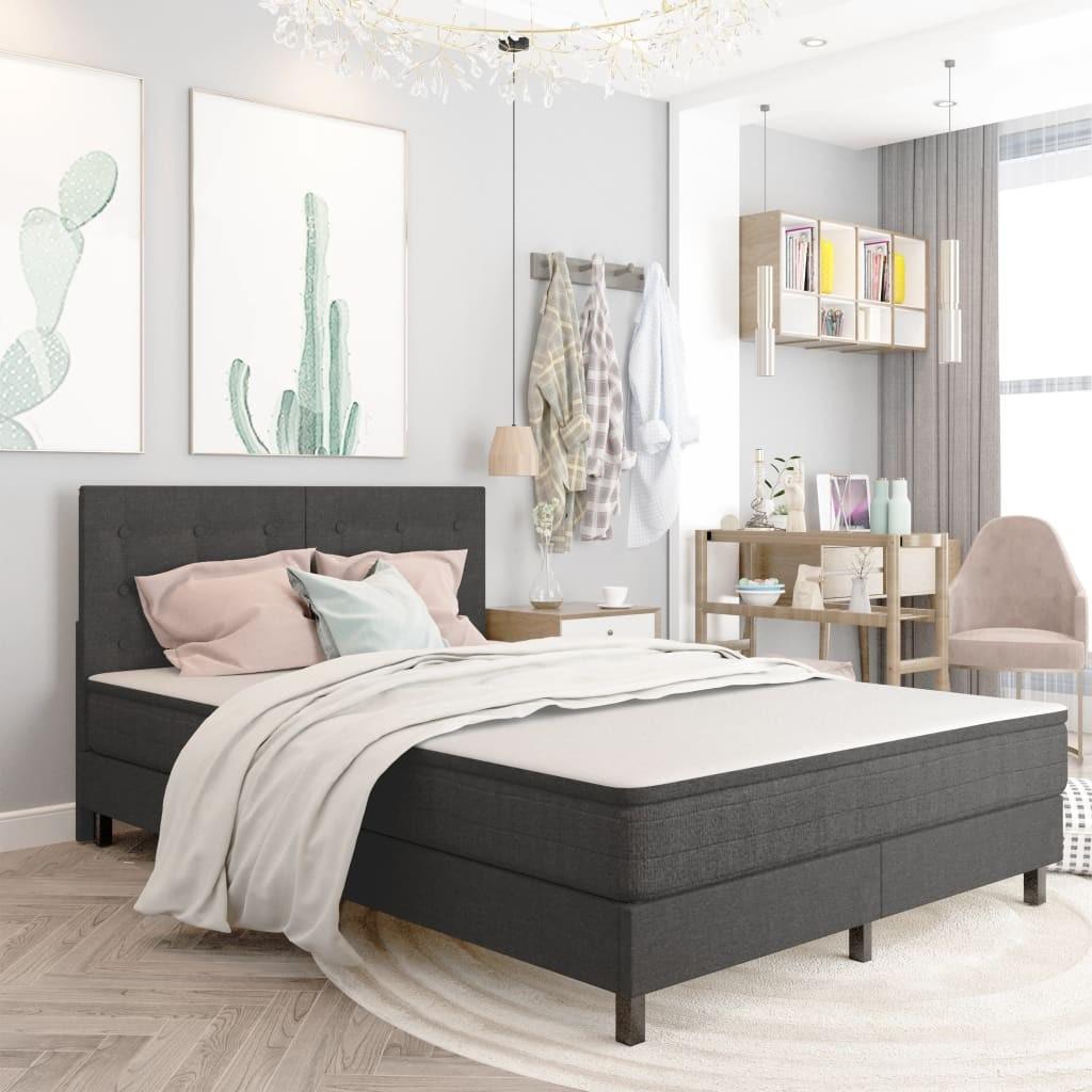 Seng Med Boxmadras 140x200 Stof Mørkegrå på Afbetaling
