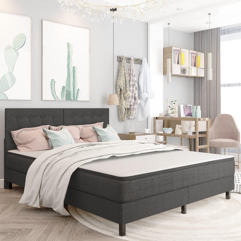 Seng Med Boxmadras 160x200 Stof Mørkegrå på Afbetaling