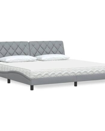 Seng Med Madras 200x200 Stof Lysegrå på Afbetaling