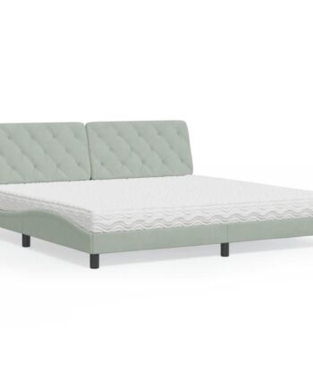 Seng Med Madras 200x200 Velour Lysegrå på Afbetaling