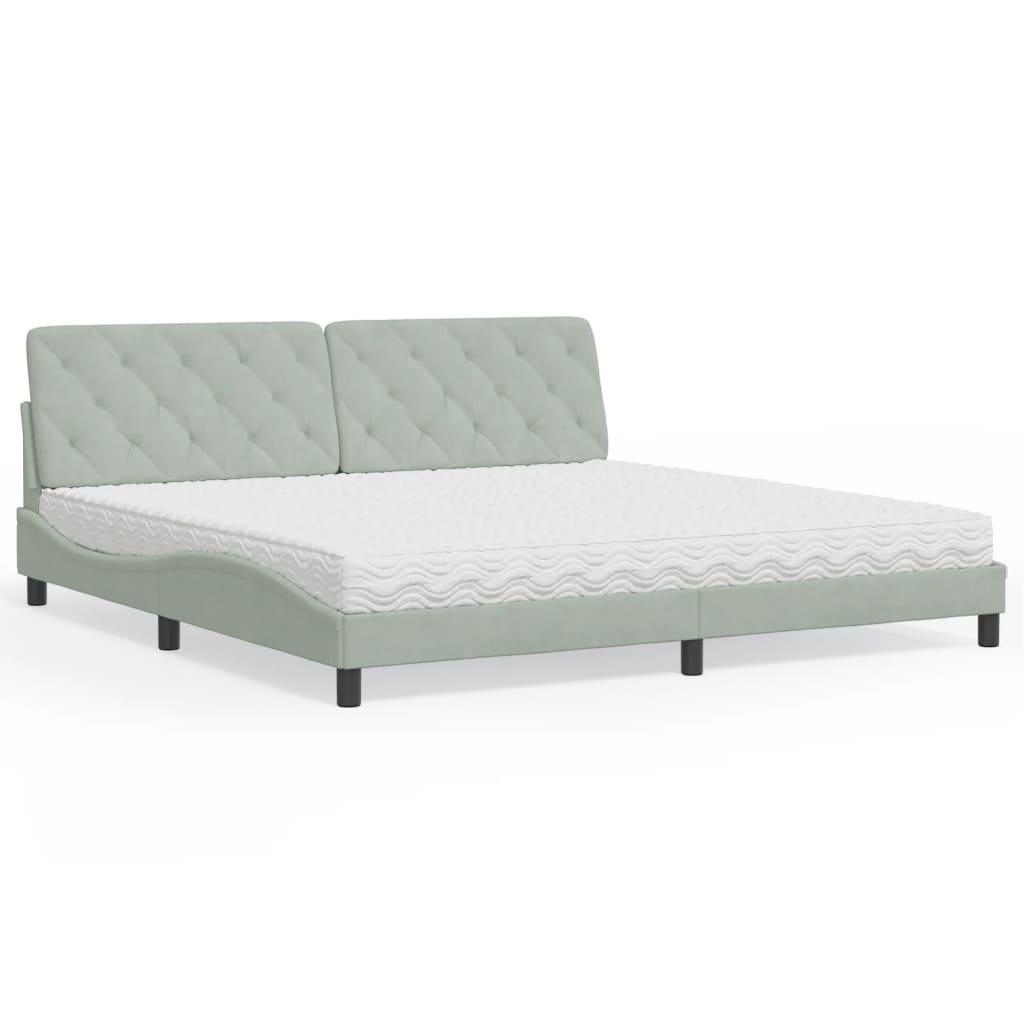 Seng Med Madras 200x200 Velour Lysegrå på Afbetaling