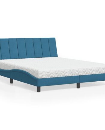 Seng Med Madras Hanko 160x200 Velour Blå på Afbetaling