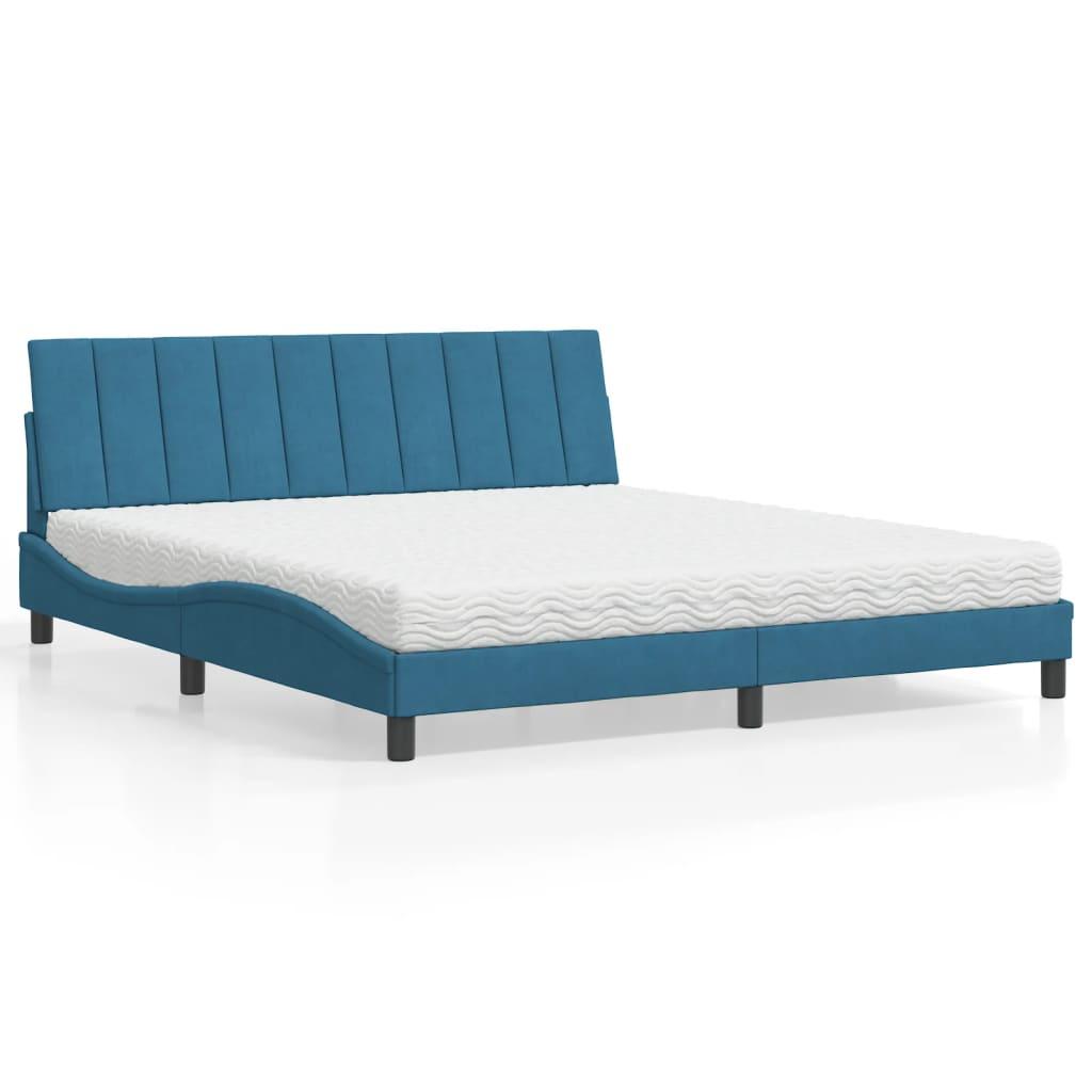 Seng Med Madras Hanko 180x200 Velour Blå på Afbetaling