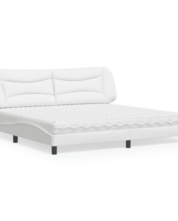 Seng Med Madras Hvar 200x200 Kunstlæder Hvid på Afbetaling