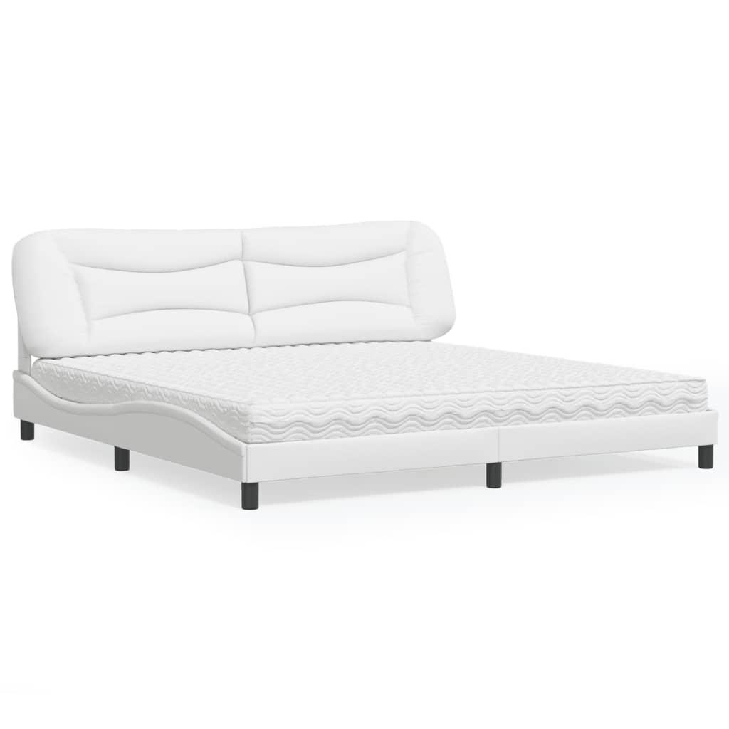 Seng Med Madras Hvar 200x200 Kunstlæder Hvid på Afbetaling