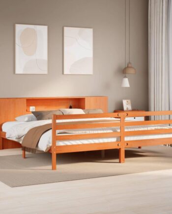 Seng Med Reol Uden Madras 180x200cm Massivt Fyrretræ Gyldenbrun på Afbetaling