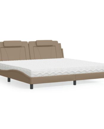 Seng Viana Med Madras 200x200 Kunstlæder Cappuccinofarvet på Afbetaling