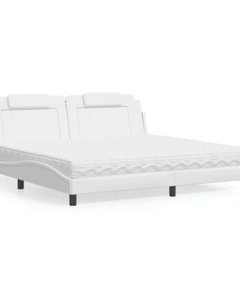 Seng Viana Med Madras 200x200 Kunstlæder Hvid på Afbetaling
