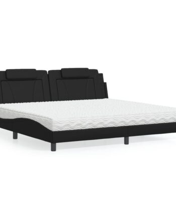 Seng Viana Med Madras 200x200 Kunstlæder Sort på Afbetaling