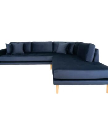 Sofa Højrevendt Blå Velour Med Fire Puder Hn1005 åben Ende 1301403 på Afbetaling