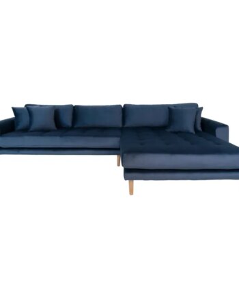 Sofa Højrevendt Mørkeblåt Velour Med Fire Puder Hn1005 1301183 på Afbetaling