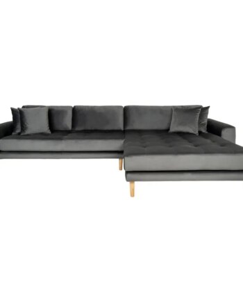 Sofa Højrevendt Mørkegrå Velour Med Fire Puder Hn1013 1301186 på Afbetaling