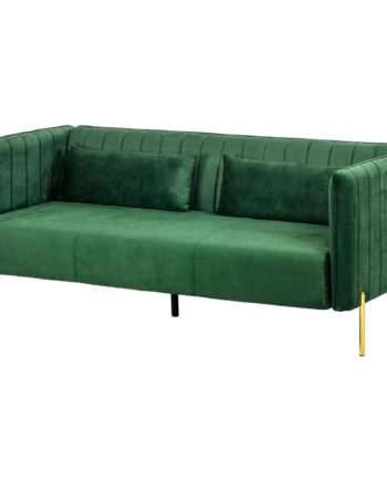 Sofa Personers Sofa Inklusive Hynder Fløjlslook Retrodesign Aftageligt Betræk 195 Grøn på Afbetaling