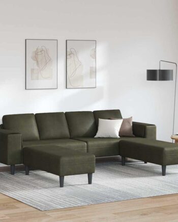 Sofa Sæt Army Grøn Faux Suede Læder på Afbetaling