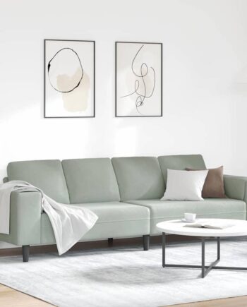 Sofa Sæt Lysegrå Fløjl på Afbetaling