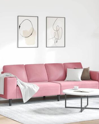 Sofa Sæt Lyserød Fløjl på Afbetaling