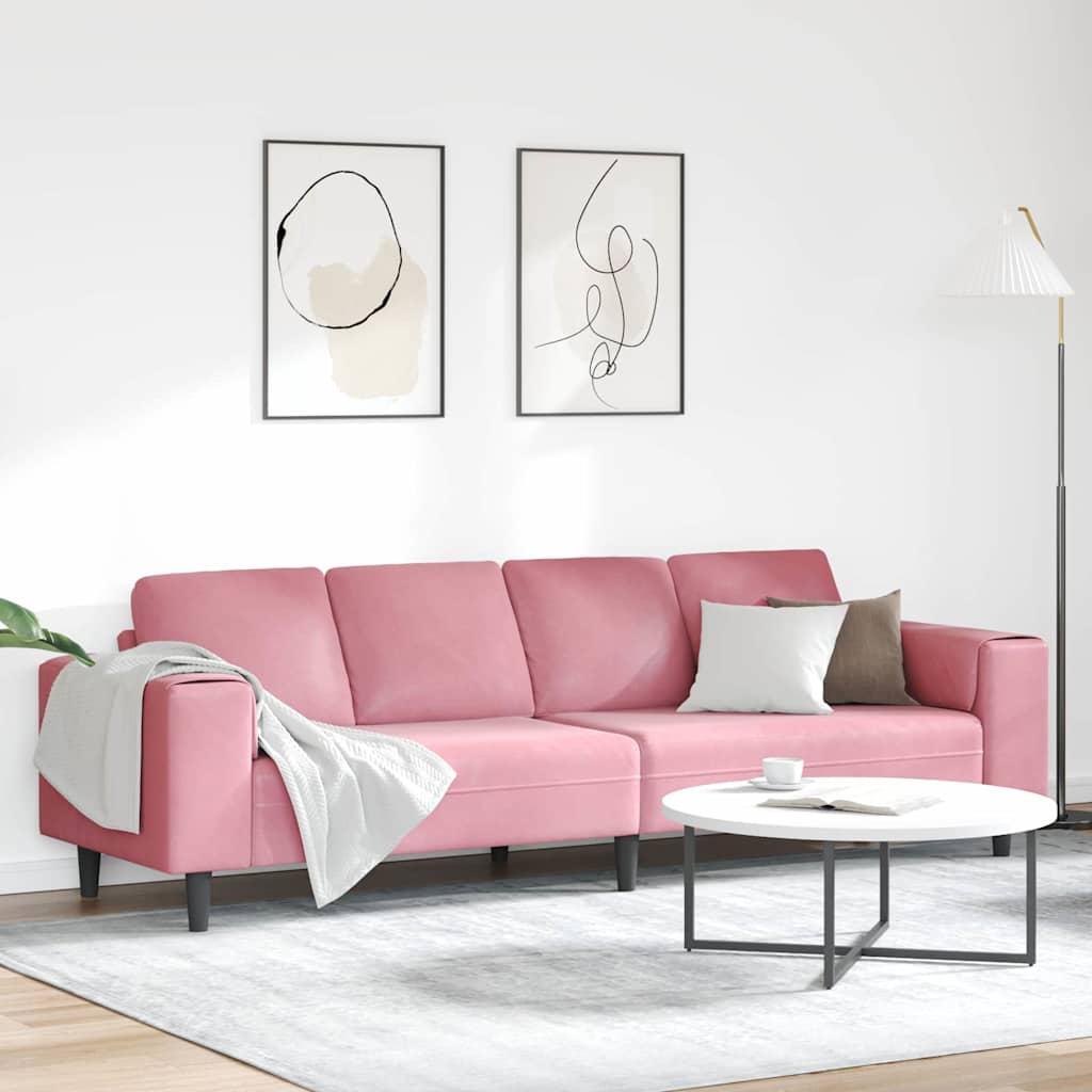 Sofa Sæt Lyserød Fløjl på Afbetaling