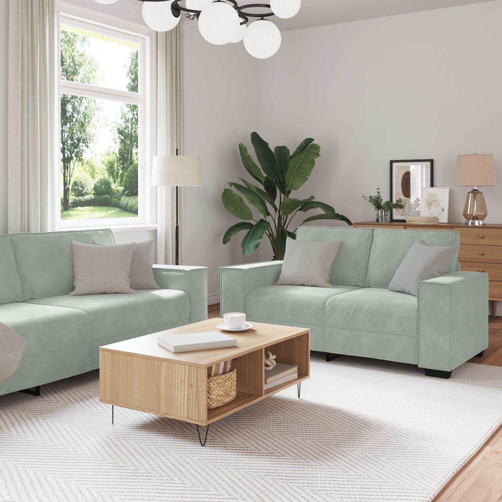 Sofa Sæt Med Pude Med Pude Stk Grå 220 Fløjl på Afbetaling