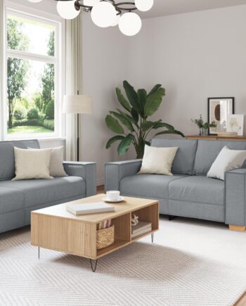 Sofa Sæt Med Pude Med Pude Stk Grå 220 Stof på Afbetaling